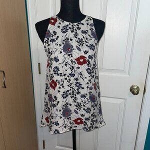 Theory Kalstinn Marigold 100% Silk Floral Print Sleeveless Hi/Lo Top (Size S/P)